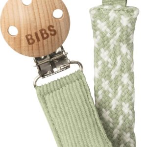 BIBS Pacifier Clip Braided Sage/Ivory