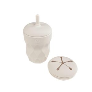 Silicone Cup with straw and snack lid - Porcelain White