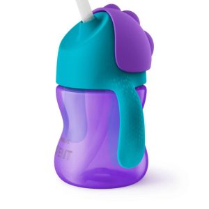 Philips Avent Kopp m/Sugerør 200ml Lilla/Turkis