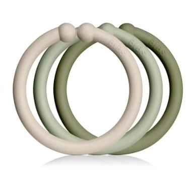 BIBS Barnevogn Ringer 12-pakning Vanilje / Salvie / Oliven