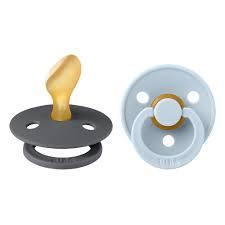 BIBS Colour 2 PACK Latex Size 2 Anatomical Iron/Baby Blue