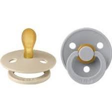 BIBS Pacifier Colour 2 PACK Latex Size 1 Symmetrical Vanilla/Cloud