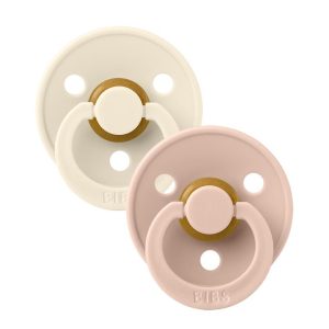 BIBS Pacifier Colour 2 PACK Latex Size 2 Symmetrical Ivory/Blush