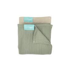 Muslin teppe- Ivory White/ Agave Green, Najell